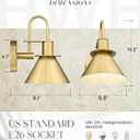Wall Sconces Set of 2, HWH 1-Light Gold Bathroom Light Fixtures, Modern Barn Wall Lamp with Metal Shade, Indoor Wall Sconce Lighting for Bedroom Kitchen, Gold Finish, 5HZG56B-2 BG, Medium