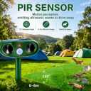 2026 Solar Animal Repellent Outdoor 4 Pack Ultrasonic Squirrel Deer Repellent with Motion Sensor, Waterproof Cat Deterrent Device for Yard Garden Farm, Keep Bird Cat Squirrel Deer Rabbit Away