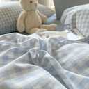 Nayoroom Gingham Duvet Cover Twin Size Blue White Plaid Checkered Comforter Cover Grid Farmhouse Bedding Set 2 Pcs Soft Breathable Washed Microfiber Gifts for Women Men