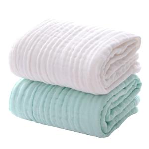 MUKIN Baby Bath Towels, Super Soft Cotton Receiving Blanket for Baby's Delicate Skin,2Pack Swaddle Blanket for Newborns Toddlers Boy Girl,Baby Registry as Shower (White+Green)