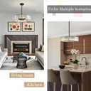 Modern Crystal Black Chandelier for Dining Room,19.7 inch Semi Flush Mount Ceiling Dining Room Light Fixture with E12 Base*6,Round Pendant Lighting for Bedroom Hallway Bathroom Foyer Kitchen, W 19.7'' x H 4.8'' 6-Light