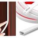 PATIKIL 49 Feet Rubber Weather Stripping Door Seal Strip, Self-Adhesive Door Insulation Weather Strip Soundproofing D Shape Seal for Frame Large Gap, White