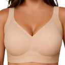 Womens No Underwire Minimizer Jelly Bra Wireless Plus Size Seamless Push Up Bras Full Coverage Bralettes T-Shirt Bras (Large, Skin)