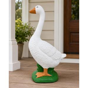 iStatue Porch Goose 23 Inch, Porch Goose Statues Lawn Ornaments, Resin Large Outdoor Garden Decor Farmhouse Patio Yard Entryway Decorative Figurine (Grass Base), Extra Large