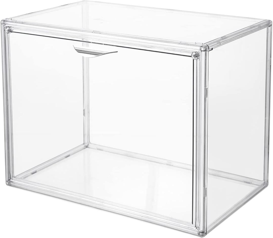 Attelite Clear Acrylic Display Case,Display Storage Box Countertop with Magnetic Door,Stackable Dustproof Protection Showcase for Action Figures,Collectibles (Big 1pack)