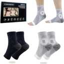 2 Pairs Mixed Colors Neuropathy Socks For Women & MenNano Neuropathy SocksDiabetic Open Toe Foot Sleeves Elastic SockCompression SocksSleep Socks (Large)