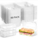 Seeloowy 80 Pack Clear Hinged Food Containers 7.2 × 4.9 × 2.6 Inch Plastic Cookie Containers Hinged Clamshell Takeout Boxes Disposable Loaf Cake Boxes for Salads Hamburger Fruit Dessert Sandwiches