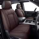 Aierxuan Car Seat Covers for Dodge Ram Custom Fit 2009-2025 1500, 2010-2025 2500/3500 Crew Quad Regular Cab Heavy Duty Truck Pickup Waterproof Leather with Split Bench 40/60(Full Set/Brown)