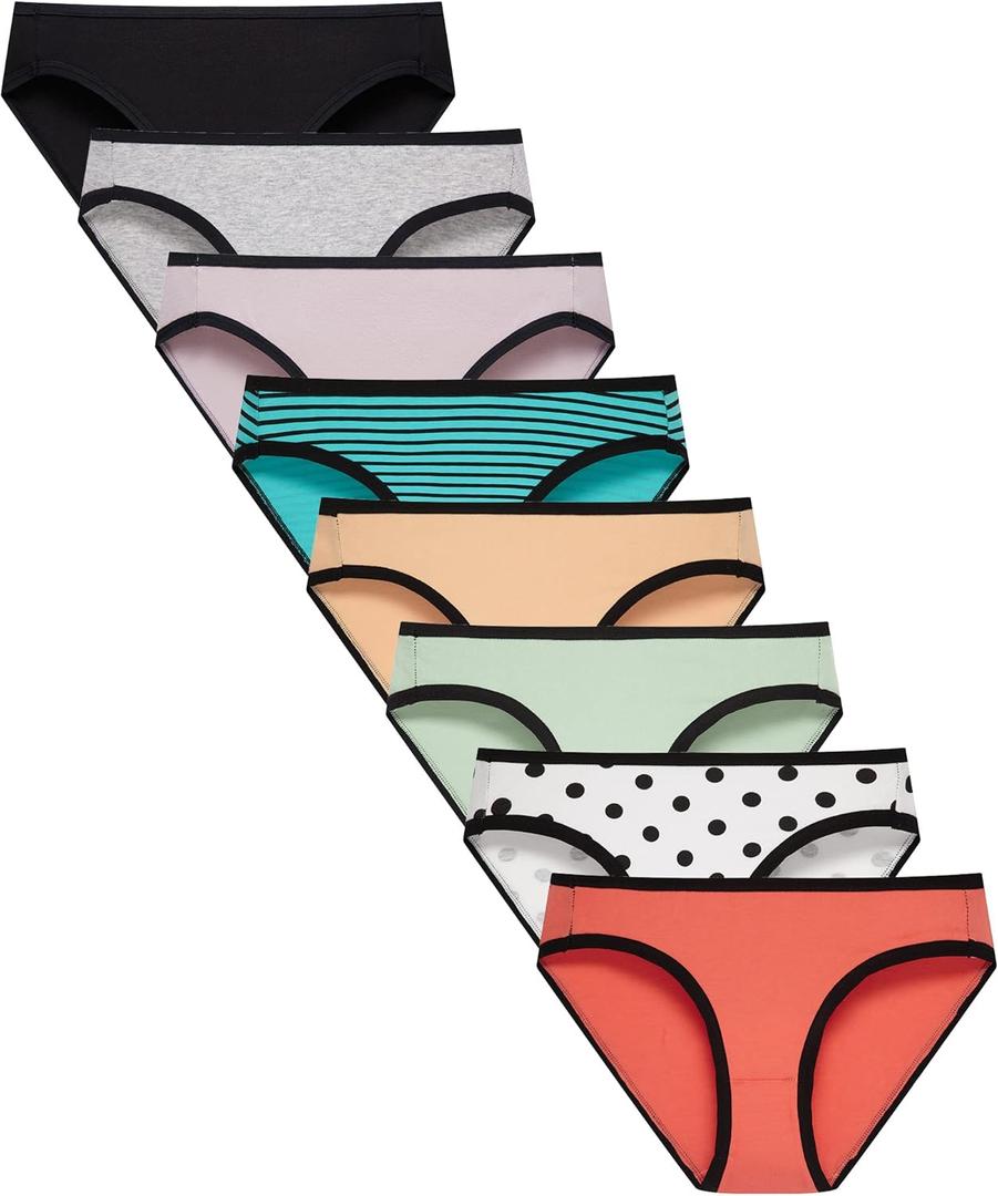 Finihen Girls Cotton Bikini Panties For Teens Hipster Briefs Toddler Underwear Comfortable Multipacks (16, Mixed Color/P5)