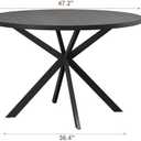 ChooChoo 47.2 Inch Round Dining Table for 4, Farmhouse Wood Kitchen Table, Circle Dinner Table for Kitchen & Dining Room, Black