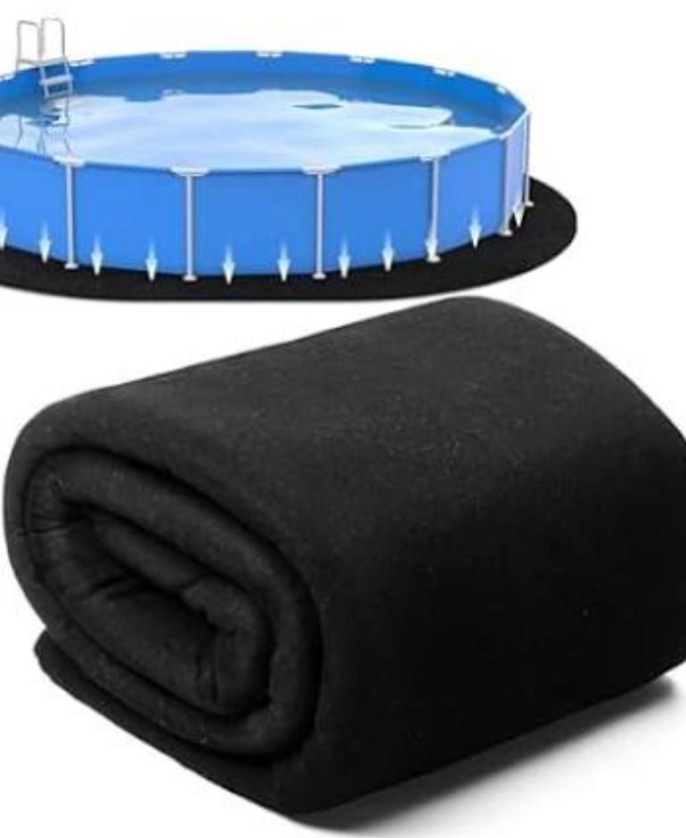 Tinideya Oval Pool Liner Pad Strong Durable Puncture Resistant Floor Mat Polyester Geotextile Above Ground Pool Accessories Delicate Floor Pad for Swimming Pools Bath, Black(15 x 30 ft)