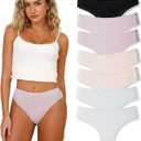 Cotton Cheeky Underwear for Women Brazilian Womens Panties Bikini Cheeky Midrise Ribbed Packs Underwear for Women (Medium, 7pcs-black/Blue/Pink/Purple)