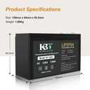 KBT 6V 12Ah Rechargeable LiFePO4 Lithium Battery Replacement, Long Lasting Life, with Charger for Ride on Toys, DIY Project, Emergency Light Equipment, Deer Feeder