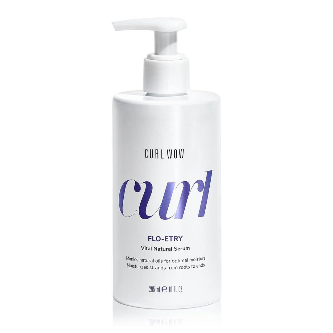 COLOR WOW Curl Wow Flo-etry Vital Natural Serum  Rich-oil blend moisturizes dry, dehydrated strands from root to tip for instantly plump, plush, juicy curls | No weight or greasy feel (10 Fl Oz (Pack of 1))