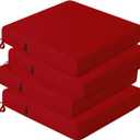 idee-home Outdoor Chair Cushions Set of 4, Waterproof Outdoor Seat Cushions for Patio Furniture, Outside Replacement Chair Pad with Ties for Lawn Deck Porch, 19 x 19 Red