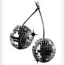 Vintage Cherry Disco Ball Posters Black And White Mirror Ball Minimalist Aesthetic Canvas Wall Art Bar Cart Party Prints Painting For Home Bedroom Dorm Wall Decor 8x12in Unframed
