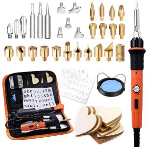Preciva 31Pcs Wood Burning Kit, Professional Wood Burning Tool, 482F~1382F Adjustable Temperature Woodburning Pyrography Pen DIY Creative Tools for Embossing/Carving/Soldering