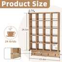 Wooden Coffee Mug Display Rack, Wall Mounted Coffee Cup Display Shelf, Hold 24 Mugs, Rustic Shot Glass Display Case, Coffee Mug Holder Organizer for Kitchen, Coffee Station (23.6 * 29.5in)