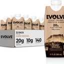 Evolve Plant Based Protein Shake, Caf Mocha, 20g Vegan Protein, Dairy Free, No Artificial Sweeteners, Non-GMO, 10g Fiber, 11oz, (12 Pack), BB Date 11/25/2026