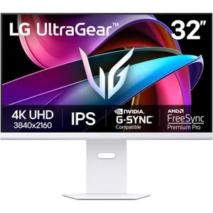 LG 32G810SA-W 32-inch Ultragear 4K UHD (3840 x 2160) IPS Gaming Monitor, 144Hz, 1ms, NVIDIA G-Sync Compatible, AMD FreeSync Premium, VESA DisplayHDR 400, HDMI, DisplayPort, USB Type-C, White | NVIDIA G-Sync Compatible, HDMI, DisplayPort, USB Type-C, 144Hz, AMD FreeSync Premium, VESA DisplayHDR 400, (3840 x 2160)