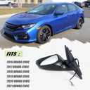 Left Driver Side Door Mirror For 2016-2021 HONDA CIVIC LX SE Sport with Power Mirror Ajust Manual Fold Non-Heated Match to Aegean Blue Metallic Pearl Replace 76258-TBA-A02ZA