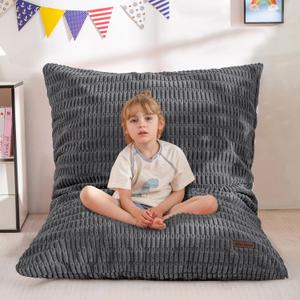 MAXYOYO Kids Bean Bag Chair, 3 in 1 Convertible Bean Bag Sofa with Removable Cover for Children, Soft Floor Lounger with Supportive Shredded Foam Filling, Floor Cushion Chair for Living Room, Playroom, 50"x35"