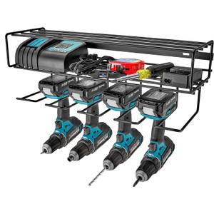 Modern Innovations Heavy Duty Power Tool Organizer & Wall Mount Storage, Floating Rack for Garage & Workshop Organization, Pegboard Drill Holder, Hanging Storage Rack for Cordless Tools (Wire Drill Rack - 1 Pack)