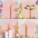 Wokceer Wedding Arch Cover (7.2FT, 6.6FT, 6FT) Set of 3 Spandex Fitted Wedding Arch Stand Covers for Round Top Chiara Arch Backdrop Stands Cover for Birthday Party Ceremony Banquet Decor Pale Pink