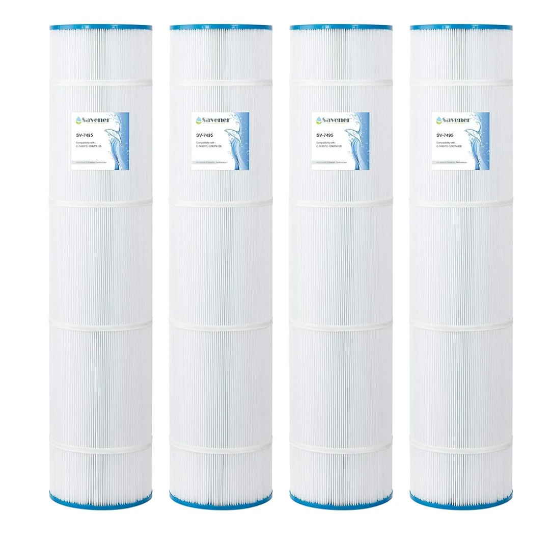 SV-7495 Swimming Pool and Spa Replacement Filter Cartridge Replaces for Unicel-7495 125Sq.ft Filbur FC-1296 PA126 Hayward SwimClear C5020,5000, CX1260RE 71253 4 Pack