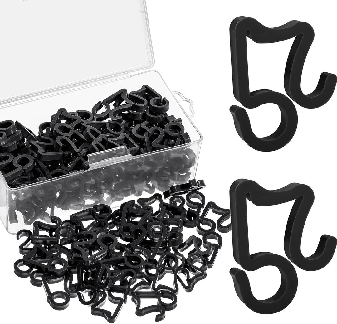 Marsui 120 Pieces Christmas Light Clips Outdoor Gutter Hooks Weatherproof String Light Hangers for Halloween Xmas Holiday Decorations (Black)