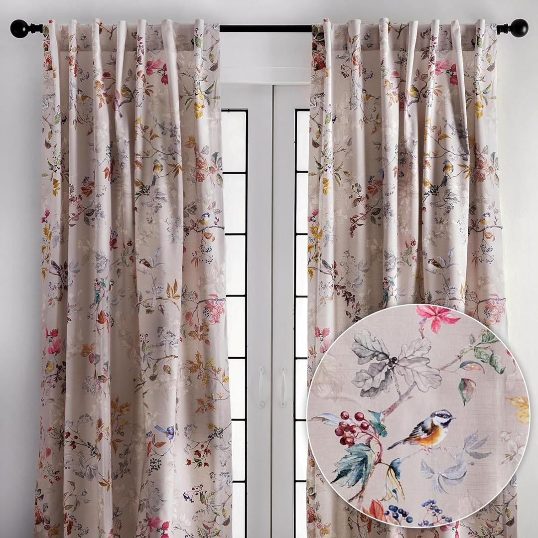 Maison d' Hermine Curtains for Living Room 100% Cotton 96 inch Length Two Panel Light Filtering Curtains for Windows with Rod and Loop Pockets Gifts for Mothers Day (Equinoxe - Multi, 50" W x 96" L)