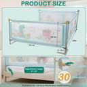 Bed Rail for Toddlers Twin, Full, Queen, King & Cal kingMattress Size | Swing Down Rail Guard | Mattress Side Rail for Kids (Blue Dinosaur, (3 Sides for Queen Size) 79.9x79.9x59.8 Inch)