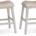 Signature Design by Ashley Skempton Modern 24" Counter Height Upholstered Barstool, 2 Count, Grayish White (Light Brown & White)