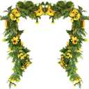 UKELER 3 Pack Artificial Sunflower Garland Fake Hanging Garland Yellow Sunflower Vines Artificial Sunflowers for Home Hotel Office Wedding Party Garden Craft Art Dcor