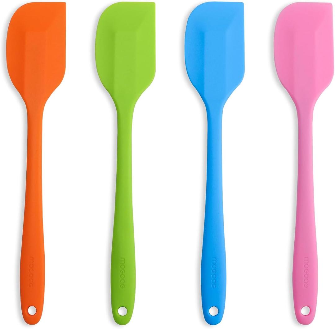 Silicone Spatulas, Food Grade Silicone, 11 inch Rubber Spatula with Stainless Steel Core Designed for Cooking, Baking, Mixing Batter, Making Cookies,Heat Resistant Up to 600 (4 Piece) (Multicolors)