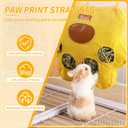 2 x ITANDME 4-Hole Rabbit Hay Feeder Bag with Zipper Top Hanging Rabbit Bags Breathable Fabric Guinea Pig Feeder Cute Shape Small Pet Hay Holder for Guinea Pig Bunny Chinchilla(Yellow Paw Print S)