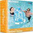 Sloosh Pool Basketball Hoop Set, Floating Basketball Pool Game, Swimming Floats Toys with Balls Pump, Summer Outdoor Water Play Toy for Kids and Adults (Blue)