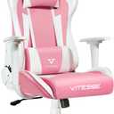 PUKAMI Pink Cute Kawaii Gaming Chair for Girl Ergonomic Desk Racing Office Adjustable High Back Game Swivel Leather Chair with Lumbar Support and Headrest (Pink)