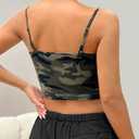 WDIRARA Women's Camo Print Tank Top Slim Fit Camouflage Crop Cami Tops