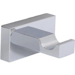 Square Single Bathroom Towel Hook, Rustproof Copper Perforated Modern Robe Rack, Wall Mounted Robe Coat Holder for Bedroom, Polished Chrome