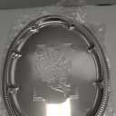 4-Pack 15.7" x 11.8" Silver Serving Trays for Party Set - Oval Floral Engraved Serving Platters, Wedding Birthday Mirror Tray for Summer BBQ, Food, Appetizer, Charcuterie, Cookies, Desserts