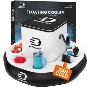 DIVEBLAST Floating Cooler for Pool, Lake, River & Kayak - Holds Up to 24 Cans with Ice - Leakproof Insulated Cooler for River Floating