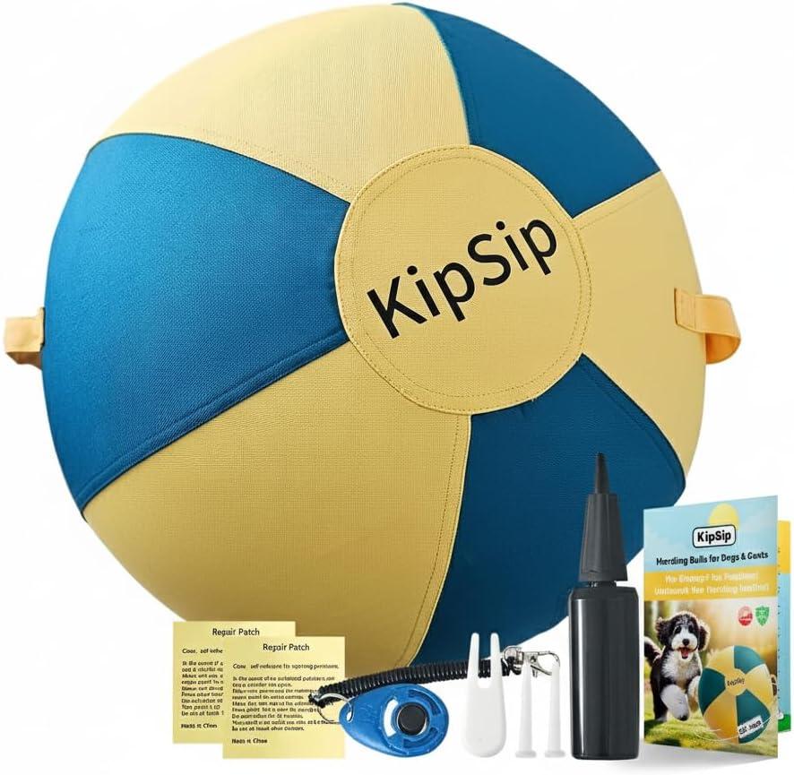 Herding Ball for Dogs  18 Dog Training Ball with Handles for Medium & Large Breeds  Non-Chew Interactive Toy for Aussies, Heelers & Collies  Outdoor Exercise & Mental Stimulation Toy