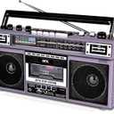 QFX J-220BT Purple Boombox MP3 Conversion from Radio to Cassette with 4-Band (AM, FM, SW1, SW2) Radio with Bluetooth, Dual 3 Speakers, Built-in Microphone, Recorder, and a 3-Band Equalizer