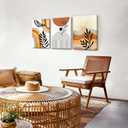 LYYGLYY 3Pcs Framed Bohe Brown Sun Canvas Wall Art 16x24 Inches