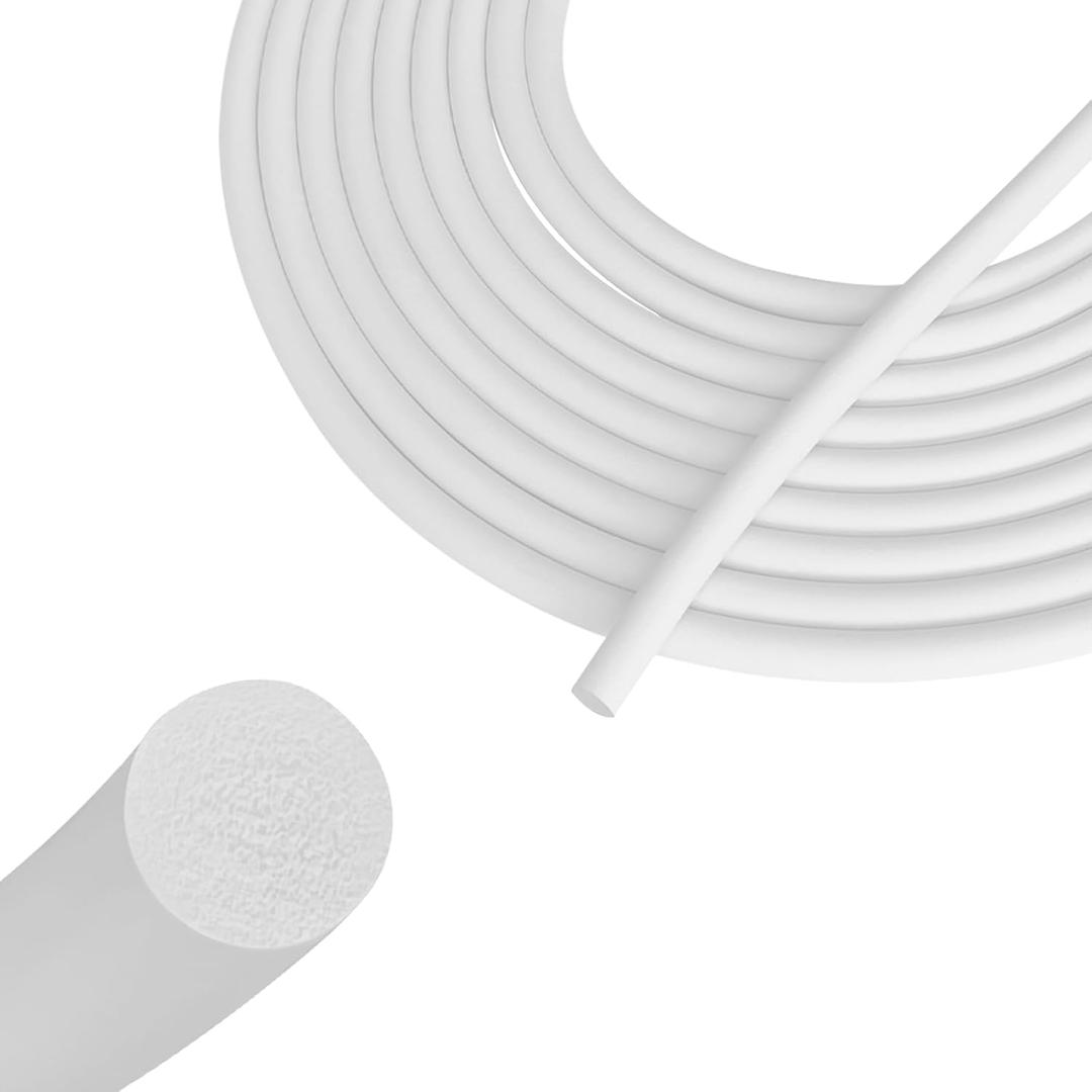 Backer Rod 1/4 Inch, EPDM Rubber Foam Caulk Saver 100' White Weather Strip Seal for Concrete Joints, Wall Cracks, Driveway and Joint Fillers.