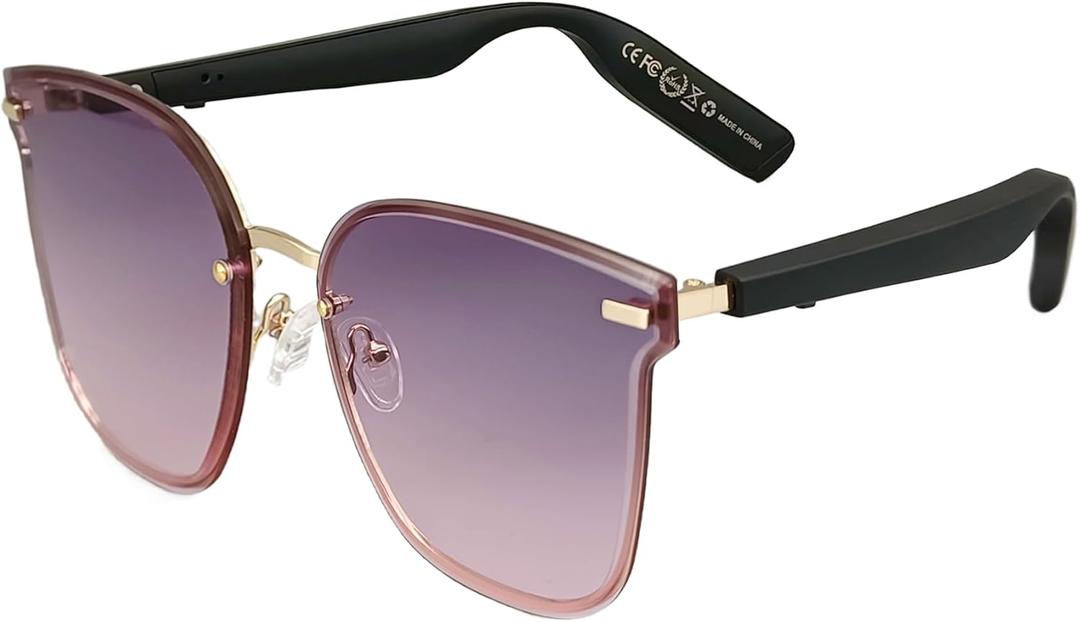 Bluetooth Smart Audio Sunglasses, Smart Wireless Bluetooth Glasses for Men Women, Outdoor UV Protection and Voice Control (Purple)