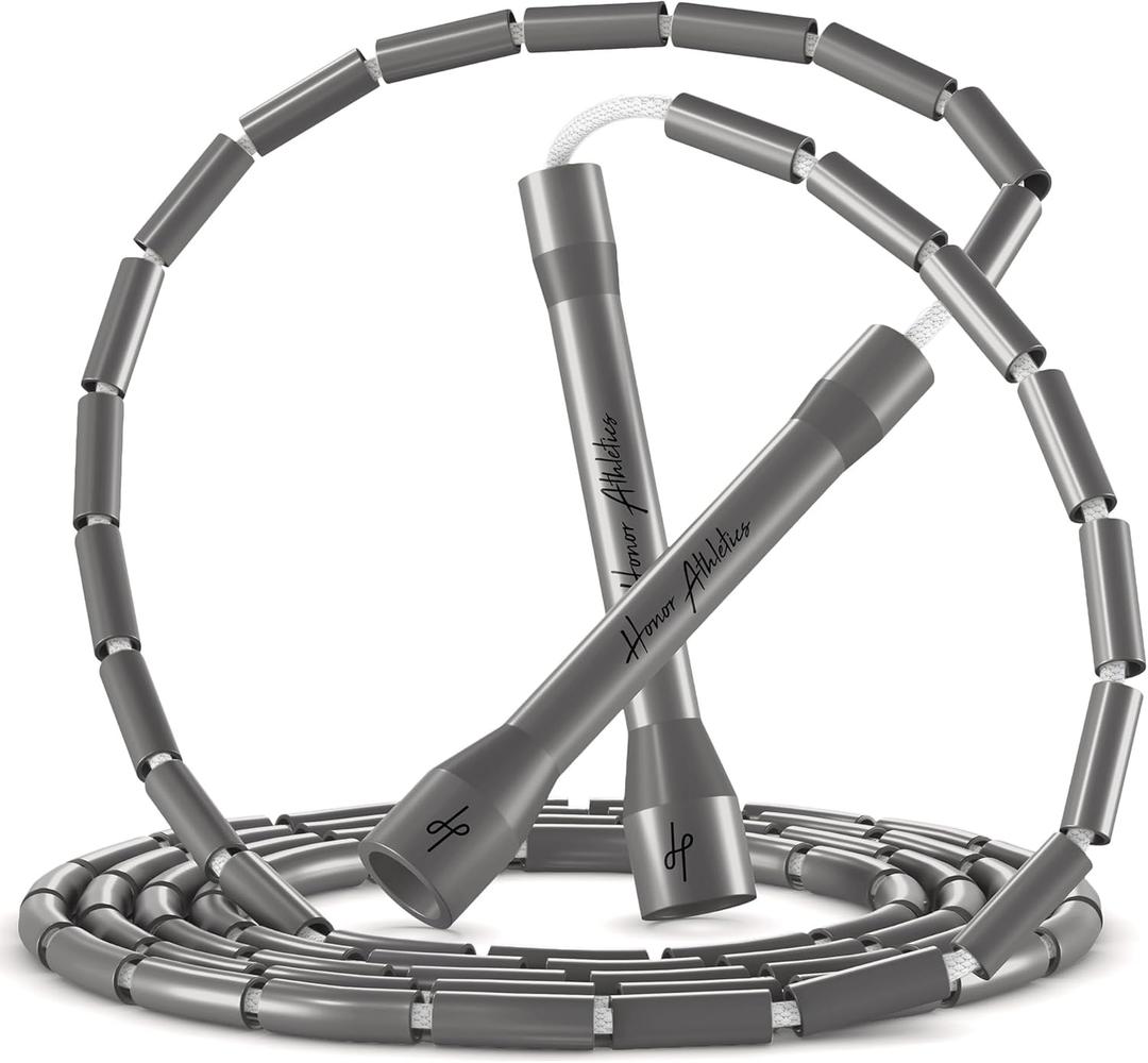 Honor Athletics 2.0 Beaded Jump Rope - Adjustable with Unbreakable Handles & Shatterproof Beads for Enhanced Fitness Training (Galactic Silver)