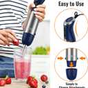 KOIOS 5-in-1 Hand Immersion Blender, 12 Speed Adjustable Emulsifier Handheld Blender, 1000W Copper Motor Stainless Steel Blade Hand Mixer with attachments, Blue