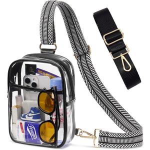 Clear Bag for Stadium Events, Clear Crossbody Sling Purse, 2 Straps